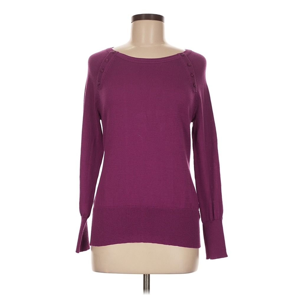 Kenneth Cole New York Purple Boat Neck Button Detail Pullover Sweater Mens M